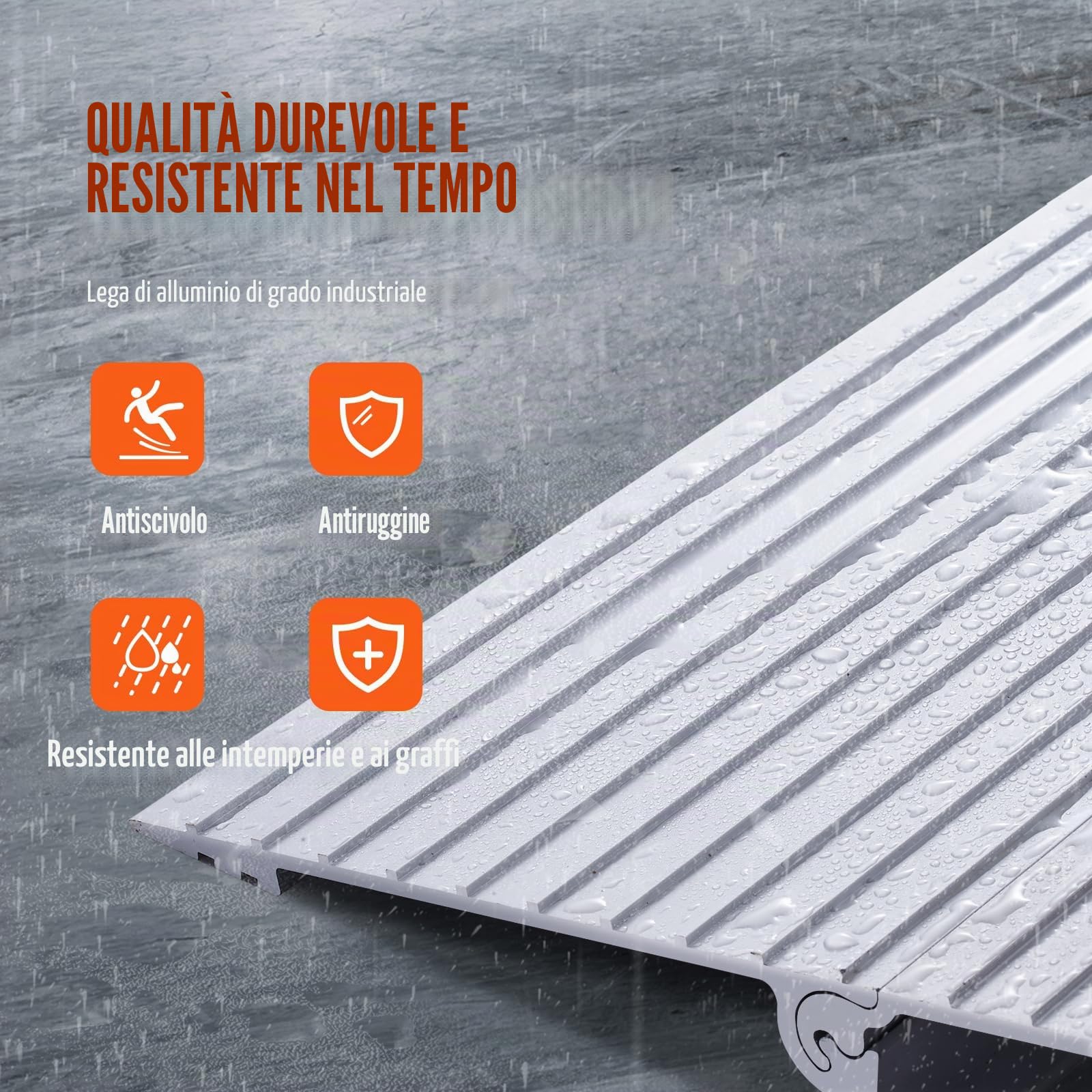 VEVOR Rampa per Soglia di Porta Capacità Carico max. 362,8 kg, Rampa per Soglia Modulare Regolabile, Rampa per Porta d'Ingresso Sedie a Rotelle, Rampa per Soglia in Lega di Alluminio Altezza 10,2 cm