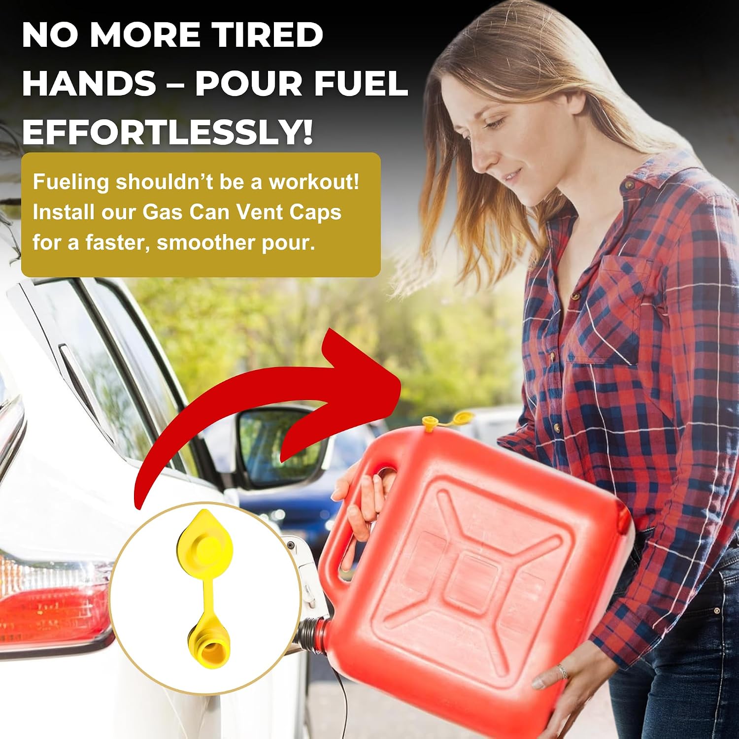7 pcs Yellow Plastic Gas Can Vent Caps - Fuel Can Vent Caps, Vent Caps For Gas Cans Suitable For Plastic And Metal Fuel Jugs, Fuel Gas Can Vent Caps, Yellow Cap