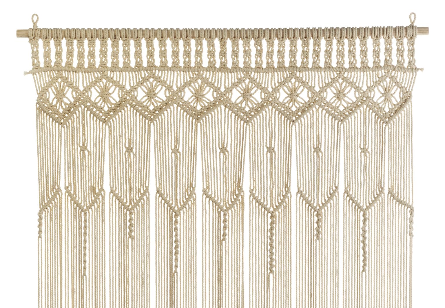 Kobolo Türvorhang LACE 95x200/220 cm, handgewebter Makramee-Vorhang, Baumwolle, Beige, Boho-Dekoration für Türen & Fenster, Hochzeitsdeko, Raumteiler & Wandbehang, Gewebte Tapisserie, Fadenvorhang