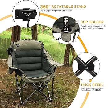 Camping Tent LANMOUNTAIN Oversized XL Folding Camping Chair, Heavy