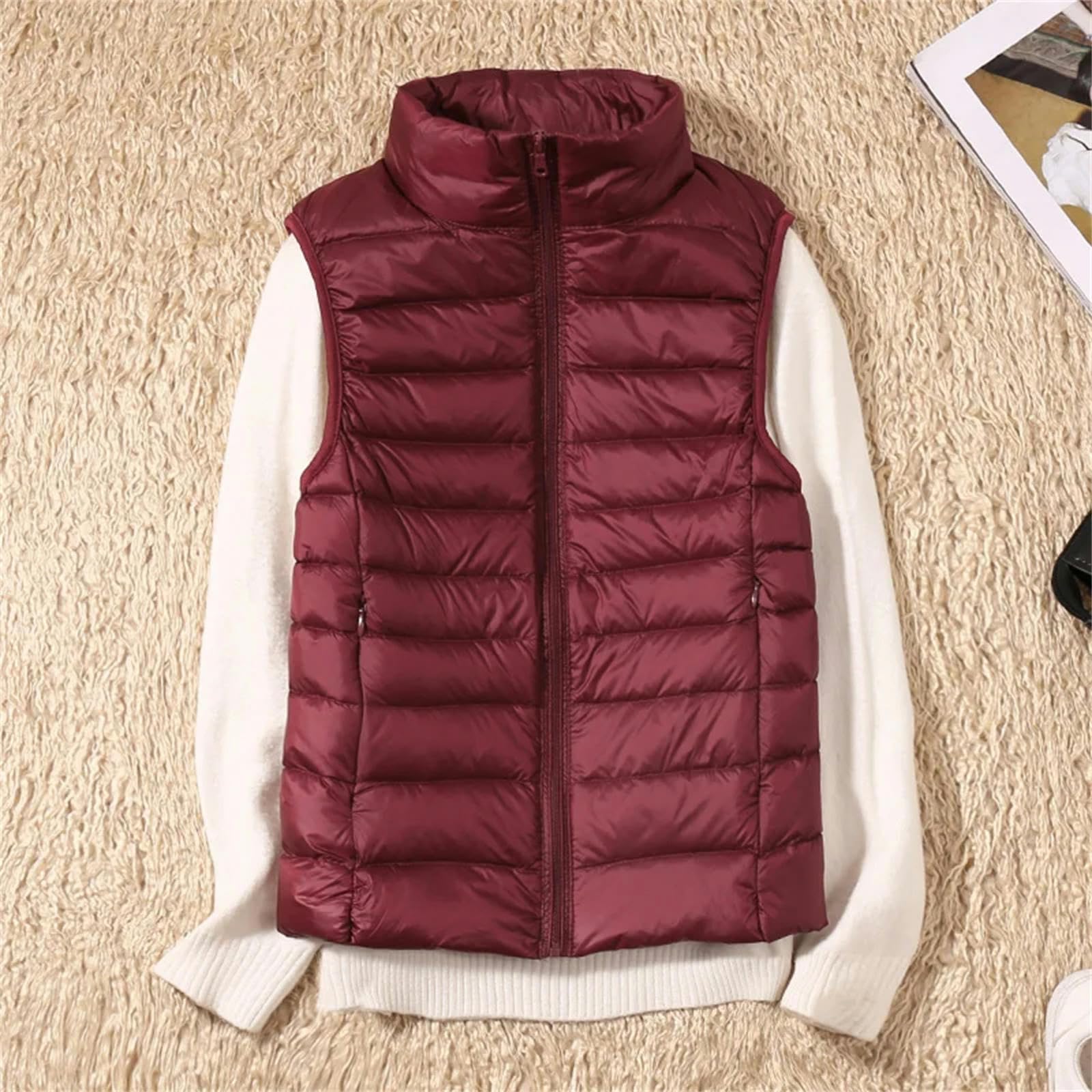MdybF Chaleco Mujer Chaleco Térmico De Invierno Chaqueta Cuello Alto Chaleco Sin Mangas De Invierno Chaleco Corto