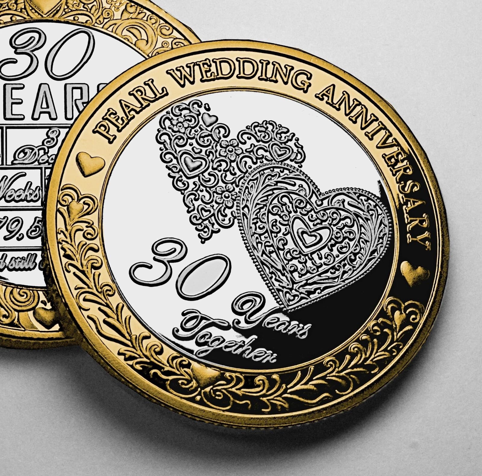 The Commemorative Coin Company 30th Pearl Wedding Anniversary Dual Metal Commemorative. Husband/Wife/Couple 30 Years Together Gift/Present/Token/Love
