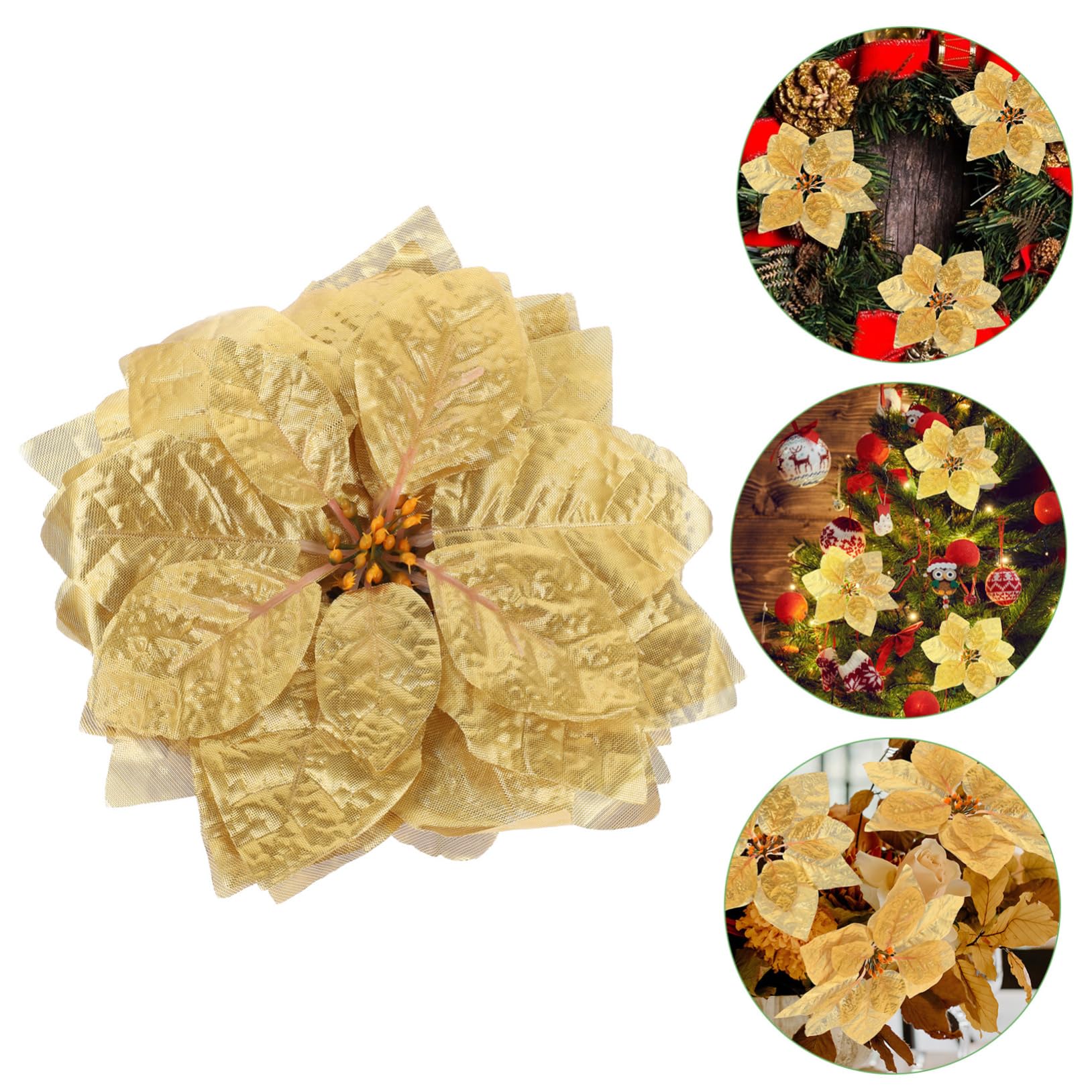 Cabilock 84piezas Flores Artificiales De Poinsettia para Decoración Navideña Flores Falsas para Árboles y Guirnaldas Decoración De Navidad Sin Olor