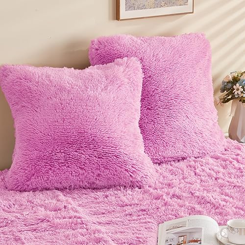 Miniatura 3 de GONAAP Funda de almohada de piel sintética decorativa para sofá, cama de automóvil, 18 x 18 pulgadas (rosa claro, 18 x 18 pulgadas (paquete de 2))