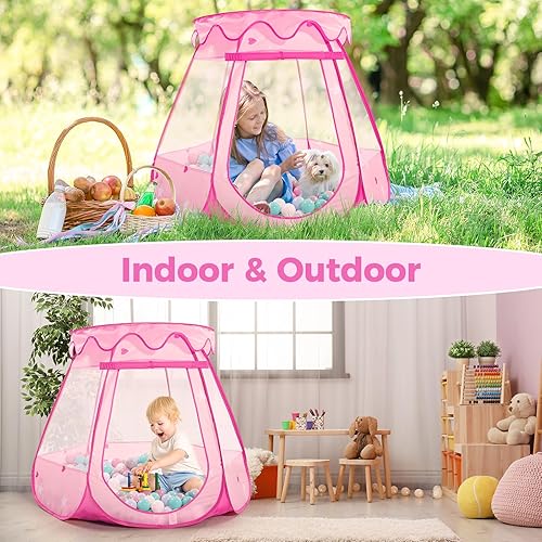 Miniatura 5 de Tienda de campaña desplegable de princesa con luz de estrella, juguetes para niñas de 1, 2, 3 años, regalo de cumpleaños, pozos de bolas para niños