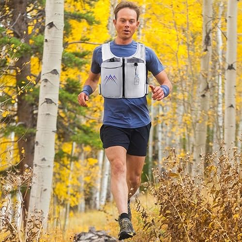 Miniatura 3 de YanHao Chalecos para correr, 16.9 fl oz, chaleco transpirable de entrenamiento reflectante con múltiples bolsillos, chaleco softshell sin mangas,