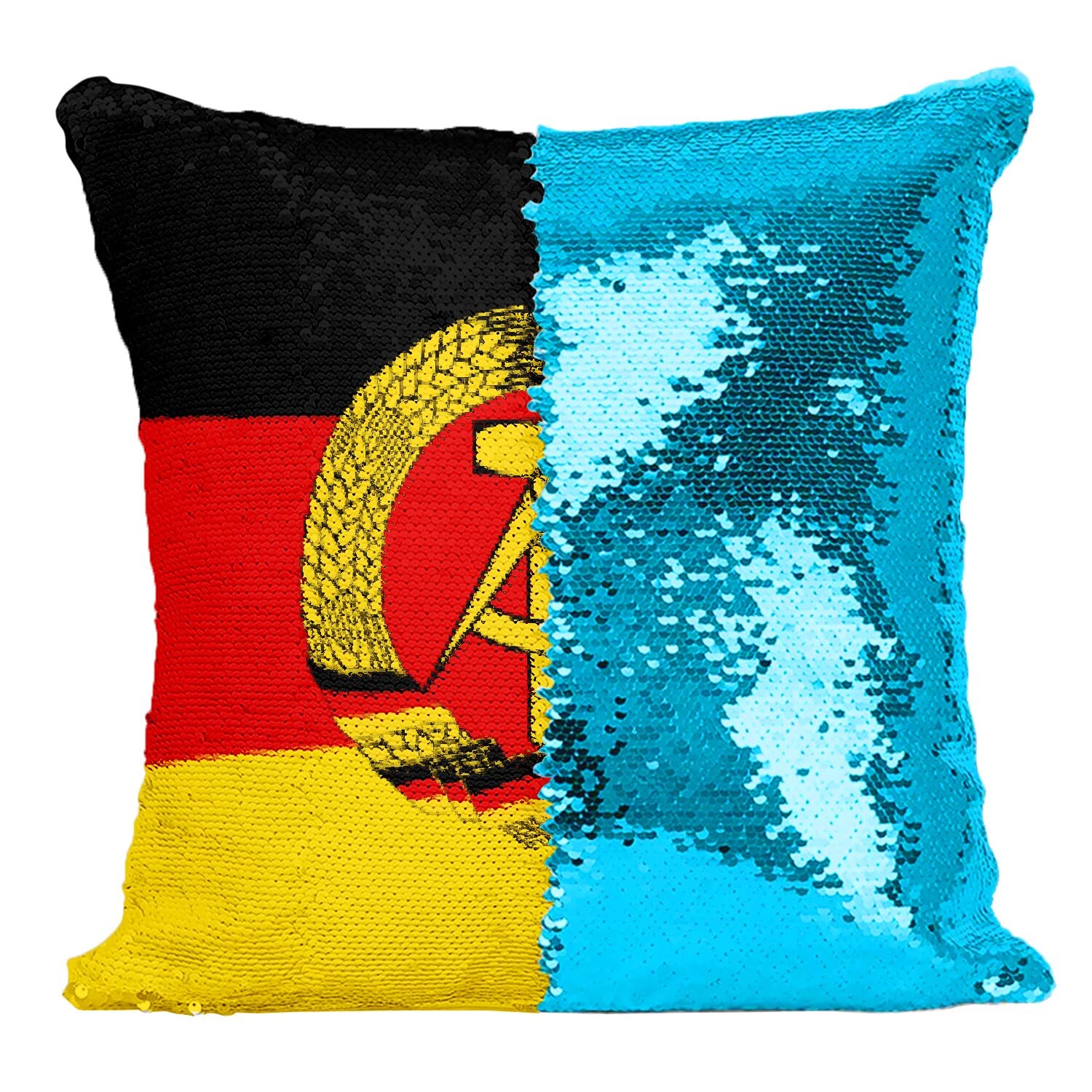 Coussin sequin turquoise drapeau Allemagne de l'est foot URSS