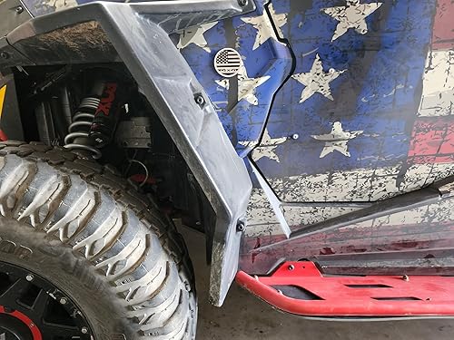 Miniatura 2 de Muzzys Juego de dos: emblemas de metal 4x4 3D de la bandera estadounidense de 2.4 pulgadas, cromado, negro, redondo, para Jeep Wrangler Grand