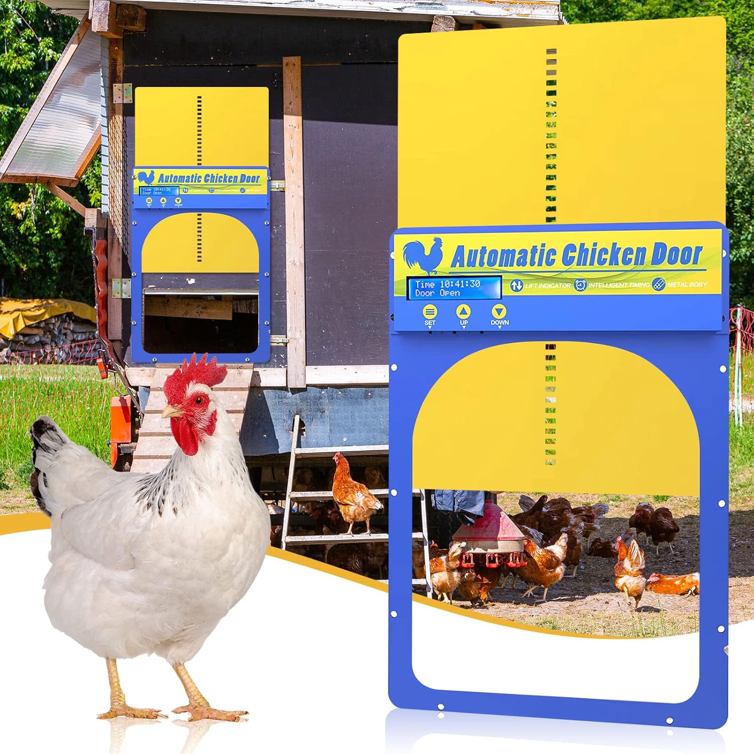 Automatic Chicken Coop Door IP44 Waterproof Metal Automatic Chicken