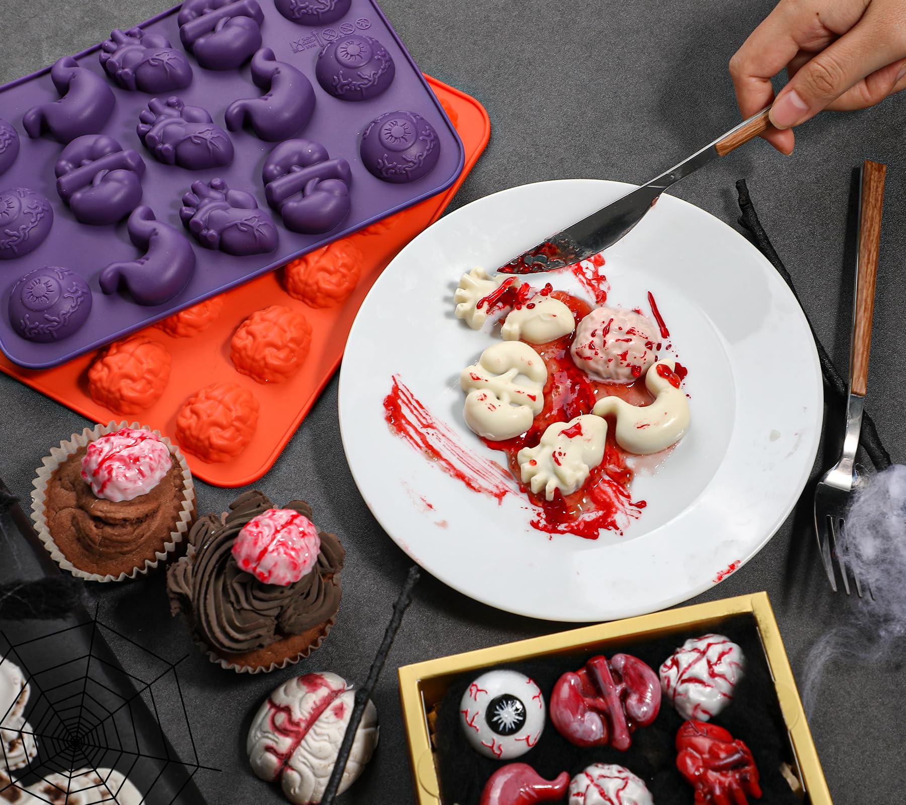 Amazon.com: Kamehame Halloween Chocolate Molds Brain Shape