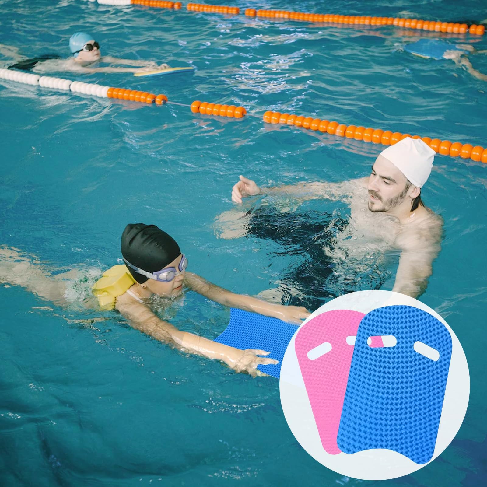2 Pezzi Tavoletta Nuoto in schiuma EVA con fori per le mani sicuri Tavole galleggianti per nuotare Alta galleggiabilità attrezzatura da allenamento per Adulti & Adolescenti Piscina & Sport Acquatici