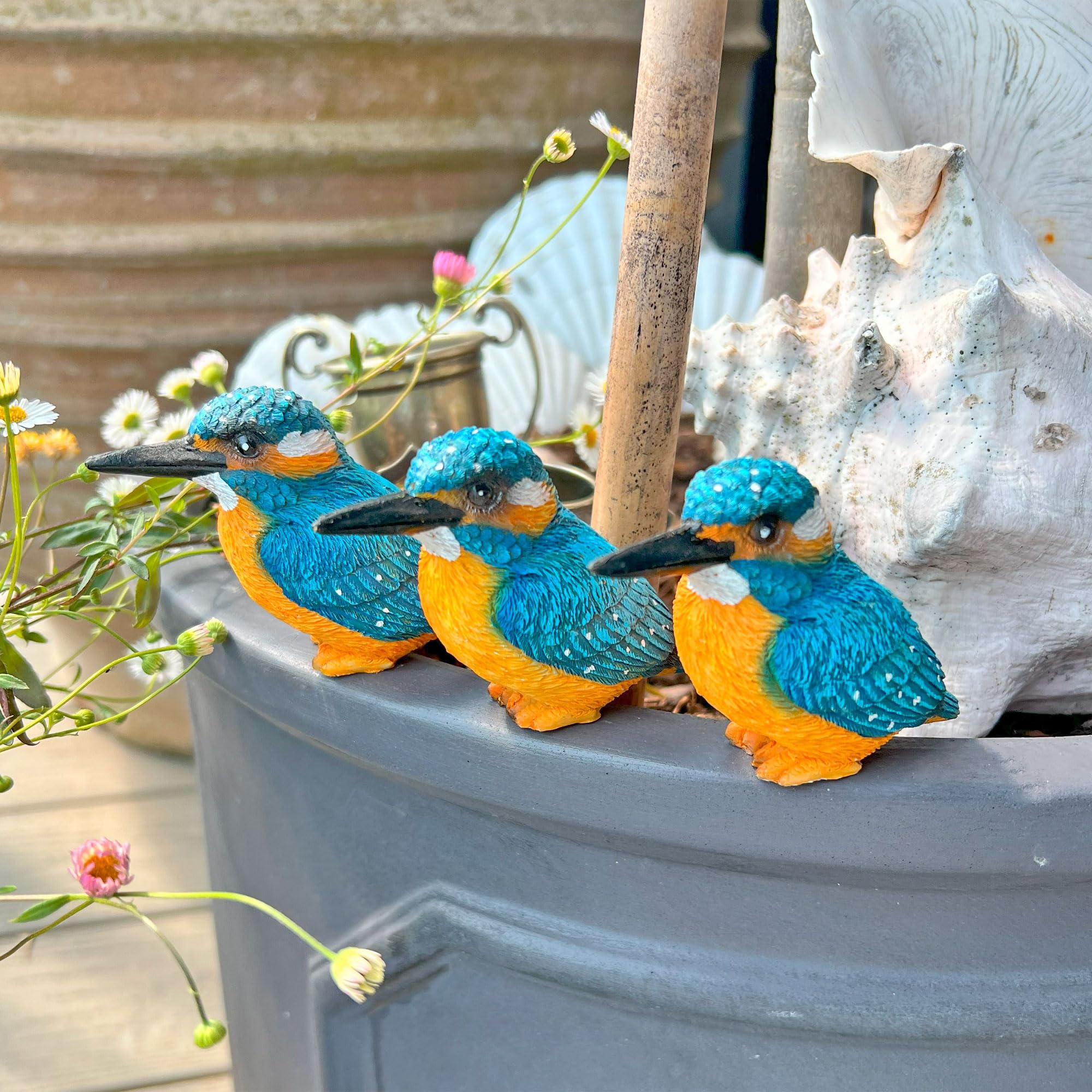 Farmwood 3 Pot Topping Kingfisher Bird Garden Ornaments