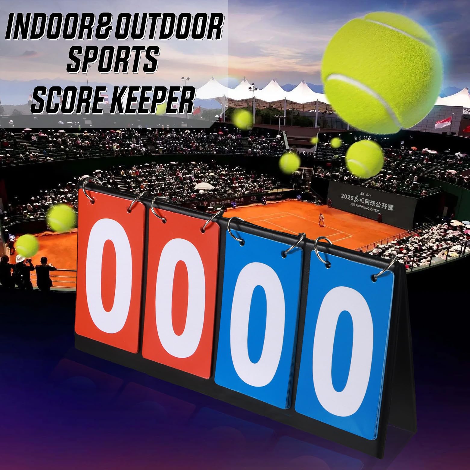 Tabellone Segnapunti,Segnapunti Sportivo Multifunzionale a 4 Cifre, Tabellone Segnapunti Portatile, Multifunzione Riutilizzabile per Ping Pong, Basket, Badminton, Pallavolo