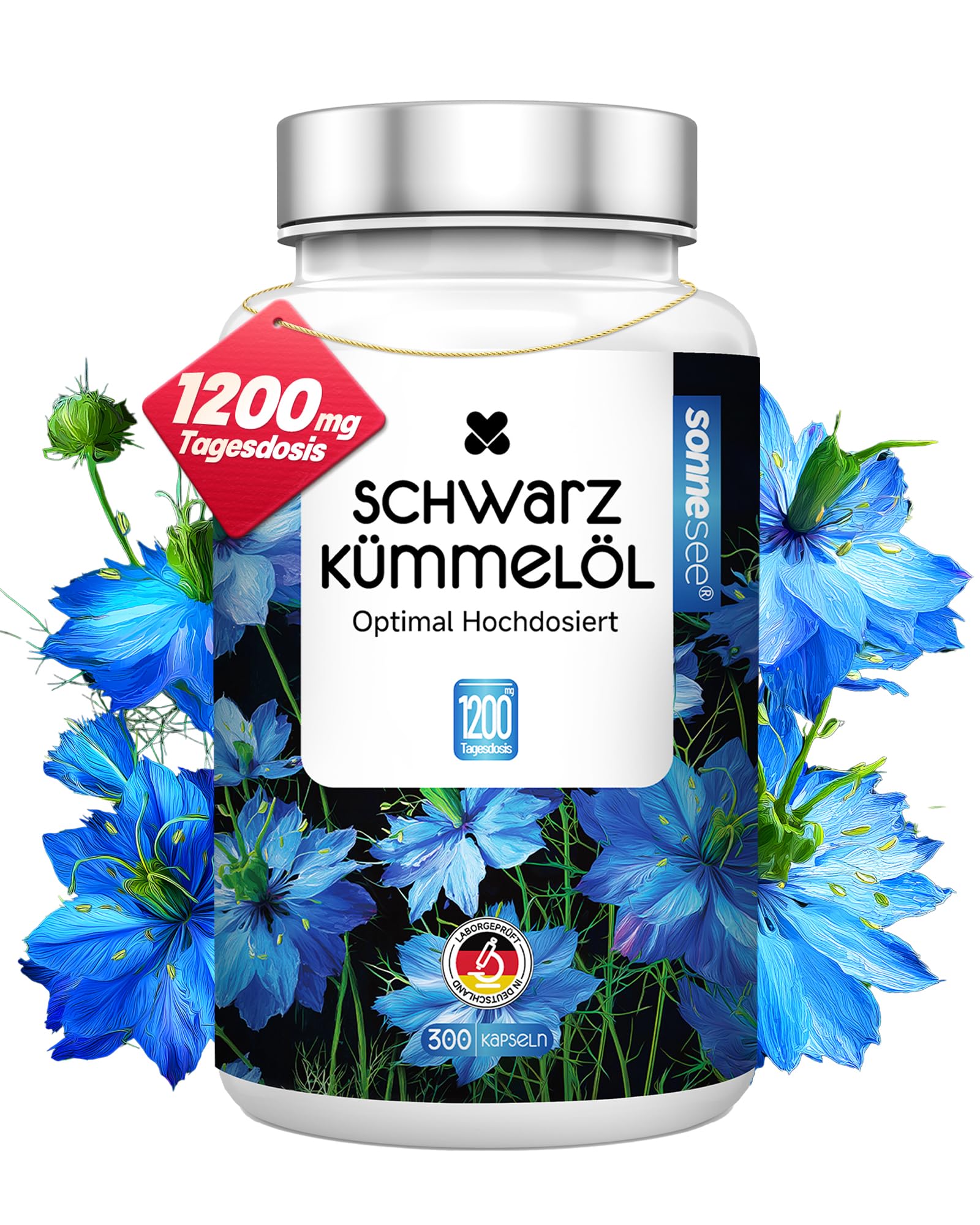 Schwarzkümmelöl 1200 mg hochdosiert – 300 Kapseln – Kaltgepresst & Natürlich – Mit Vitamin E zum Zellschutz – Unterstützung für Immunsystem & allgemeines Wohlbefinden