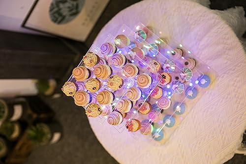 Miniatura 16 de Soporte de torre de acrílico de 4 niveles, exhibición cuadrada transparente para postres, juego de soporte para pasteles y cupcakes, decoración