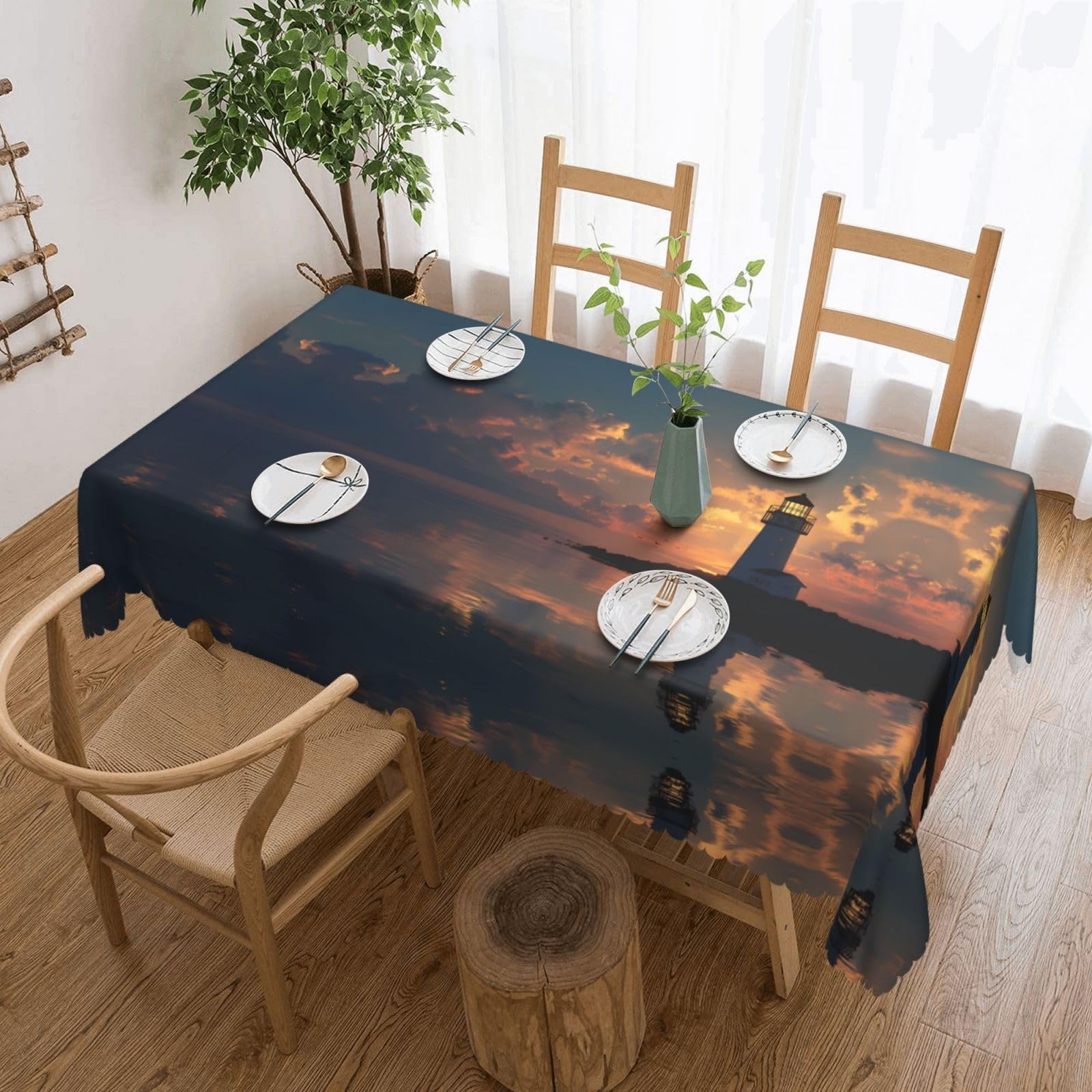 MROWYC Lakeside Lighthouse Printed tablecloths are suitable for hotels, picnics, and parties, and can effectively protect the tabletop
