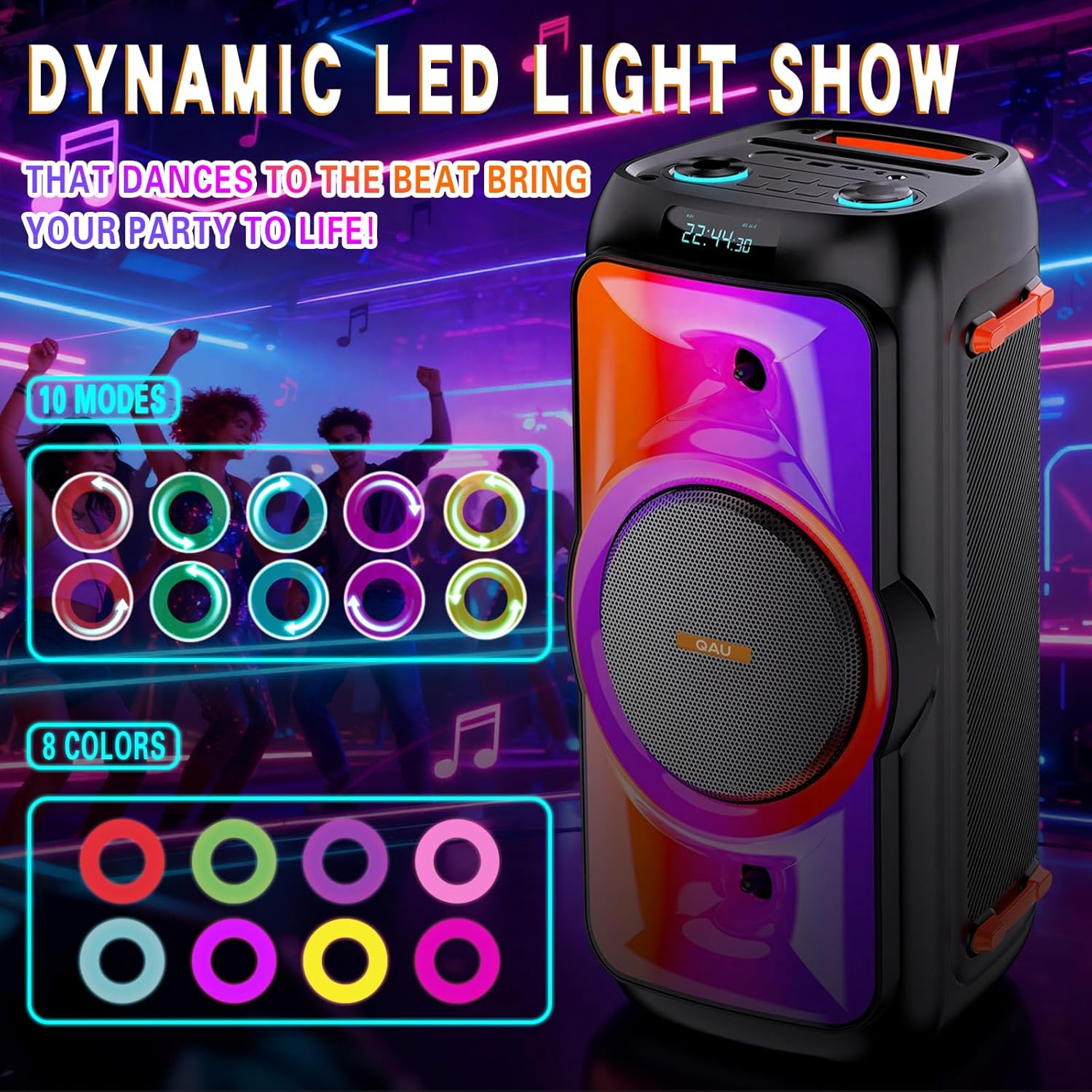 Bluetooth Speaker 160W Peak Large Stero Sound for Outdoor,Deep Bass,TWS,Loud with Lights,Portabe Wireless Big Speakers with Long Playtime,House,Projector,Movie