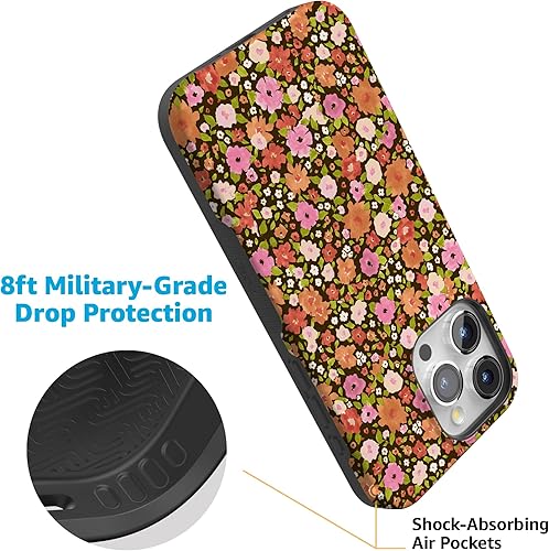 Vista 1250 de Casely Funda para iPhone 15 Pro Jardín Secreto Flores mixtas Funda atrevida Compatible con MagSafe y botón de acción Jardín Secreto Floral