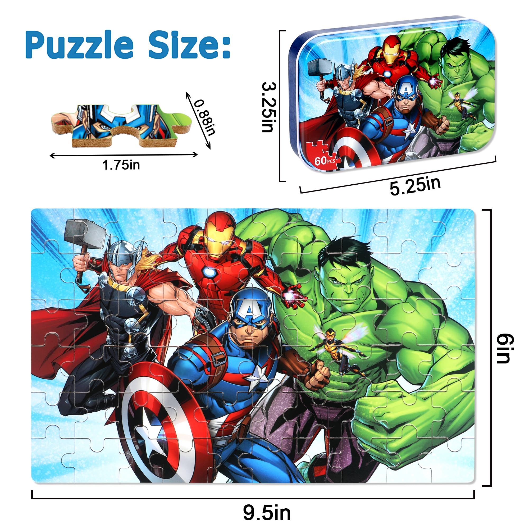 LELEMON Puzzles for Kids Ages 4-6, 60 Piece Puzzles for Kids Ages 4-8, Kids Puzzles in a Metal Box, Educational Learning Toys for Girls Boys — view 2
