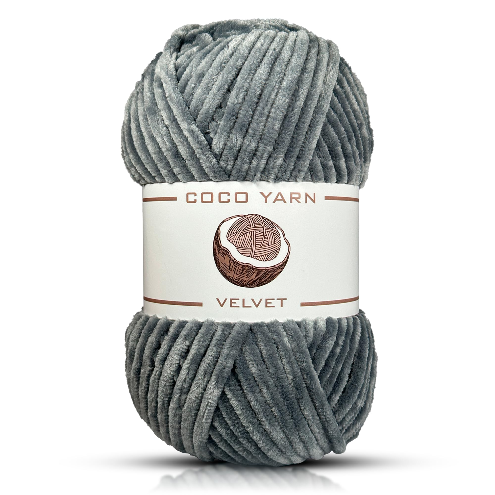 Velvet Yarn for Crocheting – CocoYarn - Chenille Chunky Yarn for Hand Knitting, Fluffy Soft Plush Amigurum Bulky Baby Blanket Yarn for Crochet 100g -131yds (1, Grey-20)