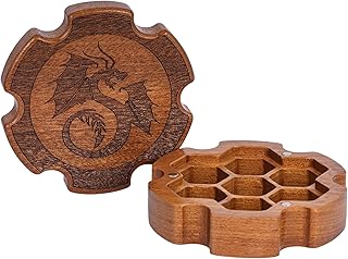 Cusdie Sapele Wood Dice Box for 7-Piece Dice Set - Magnetic Closure, Perfectly Sized for One-Handed Use, Ideal for Tabletop Gamers
