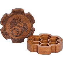 Cusdie Sapele Wood Dice Box for 7-Piece Dice Set - Magnetic Closure, Perfectly Sized for One-Handed Use, Ideal for Tabletop Gamers