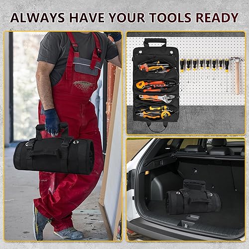 Miniatura 5 de Bolsa de herramientas, bolsa enrollable de herramientas, organizador de herramientas resistente para hombres, bolsa de herramientas enrollable