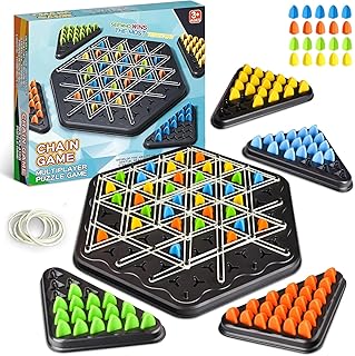 لعبة شطرنج المثلثات تريجل لعدد 2 إلى 4 لاعبين، لعبة بقطع مثلثة الشكل وأستك وأوتاد، لعبة لوحية للأطفال وللتجمعات العائلية من ليوت دبليو دبليو