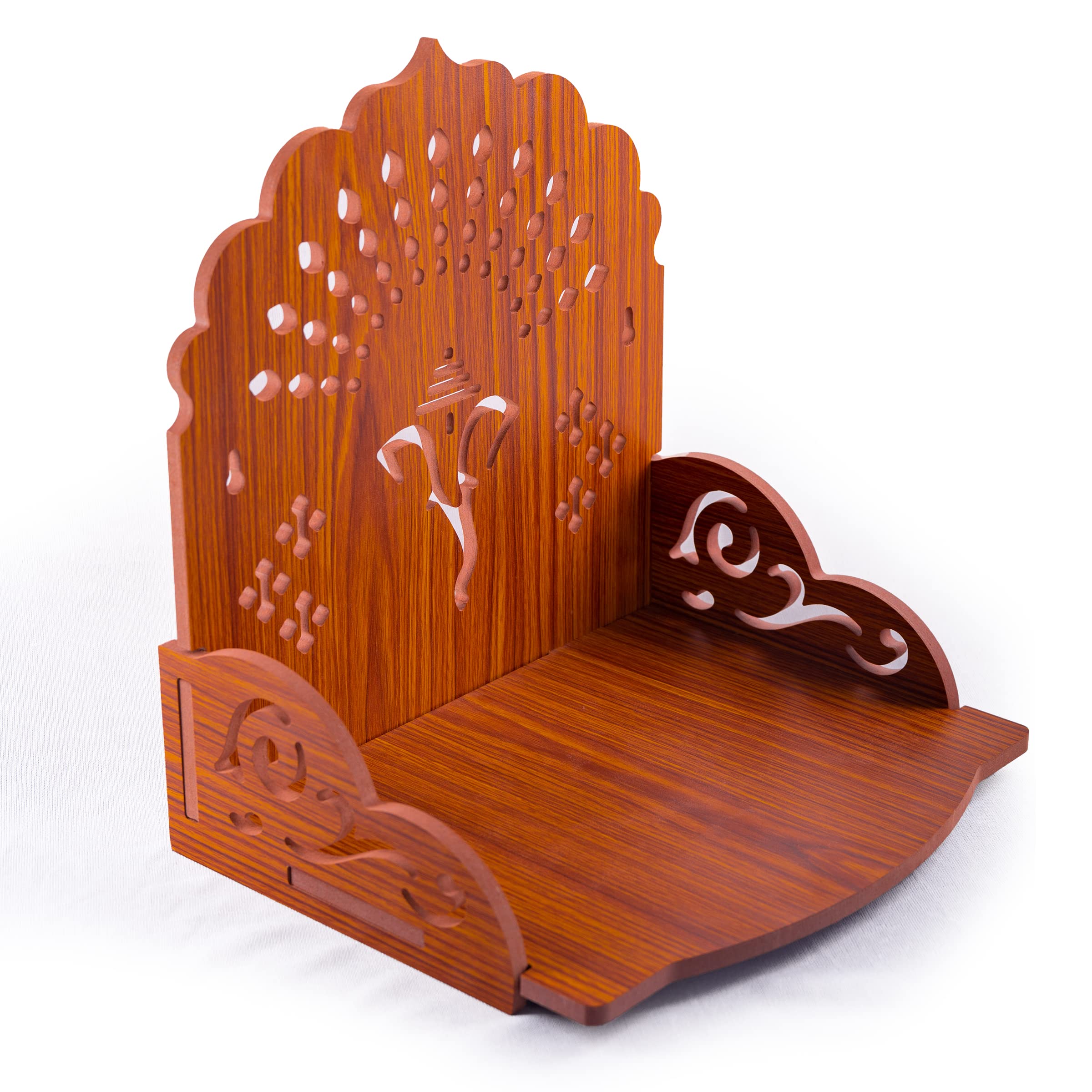 Wooden Temple Wall Mounted Hanging Table top Pooja Mandir God Stand Shelf for Home Office and Gifting (Ganesh)
