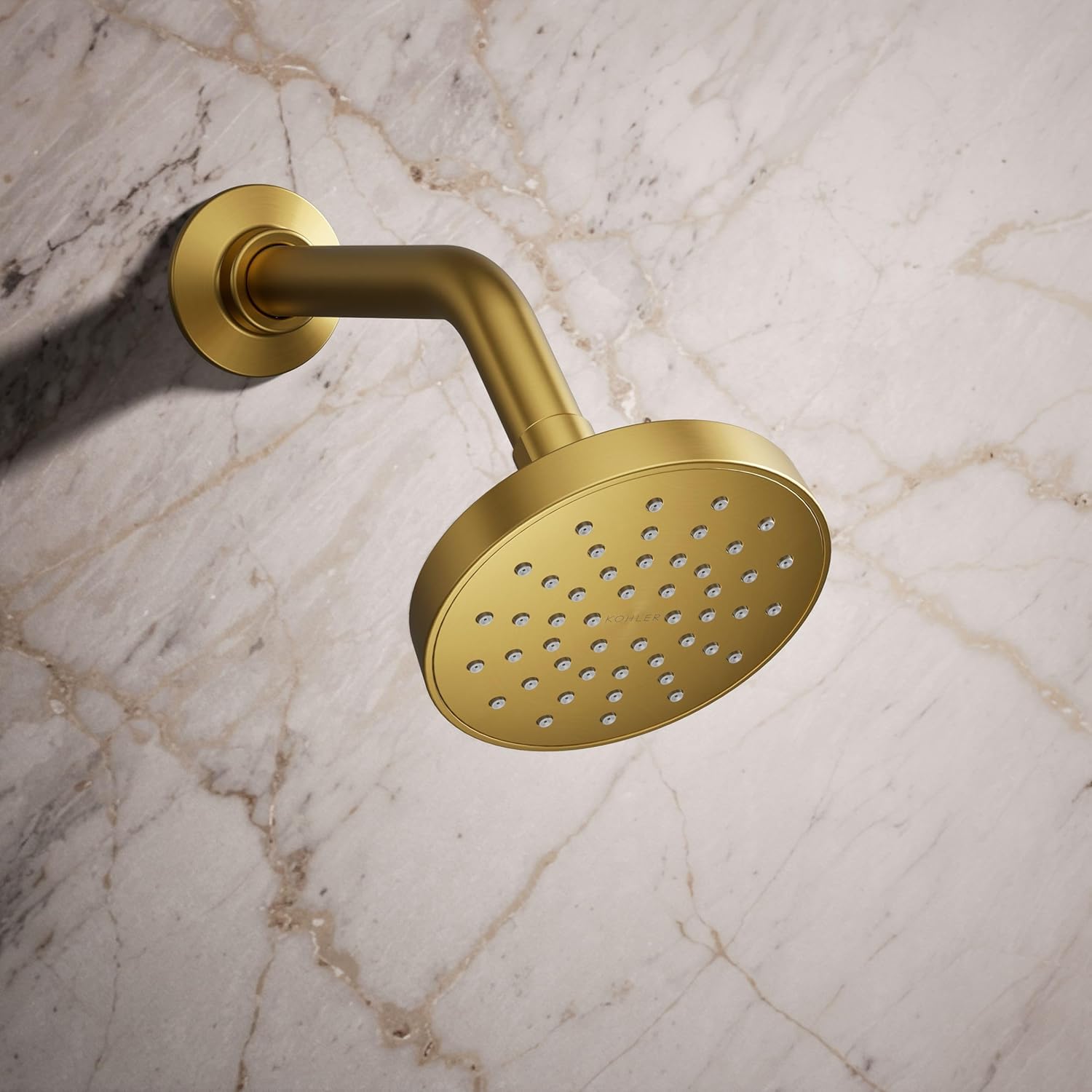 KOHLER K-33641-G-2MB Elate® Single-Function Showerhead, 1.75 GPM, Powerful Flow Shower Head, Easy Maintenance, Sleek Design, Vibrant Brushed Moderne Brass