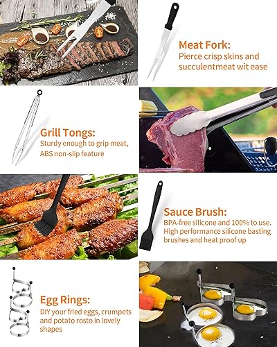 Miniatura 5 de N.Gracia Kit de accesorios de parrilla Blackstone de 28 piezas, regalos para hombres y padres, kit de accesorios para parrilla al aire libre con