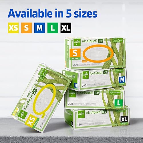 Miniatura 5 de Medline AloeTouch - Guantes de examen de nitrilo de hielo, 200 unidades, medianos, sin polvo, desechables, suavizan las manos, resistentes al