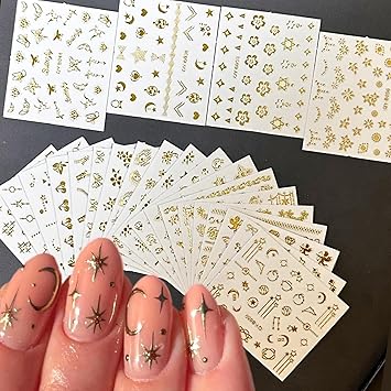 30 Sheets Gold Nail Art Stickers