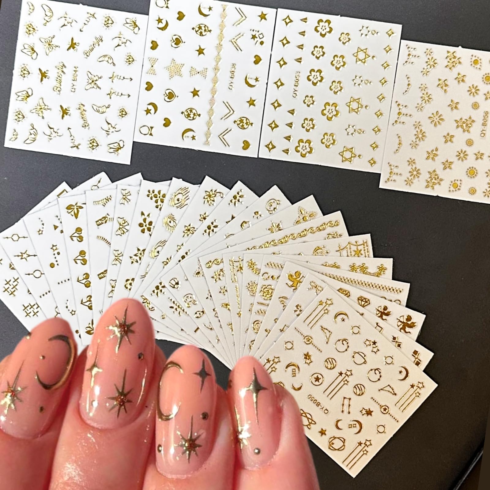 Colorful Nail Stickers - Floral & Heart Designs -11