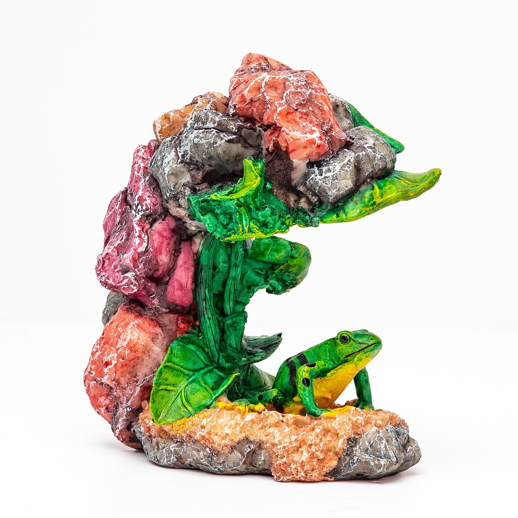 Hidom Aquarium Fish Tank Decoration Ornament - Frog Under a Rock Decorative Aquatic Protective Swim through - Safe Non Toxic Paint Tropical and Marine Fish