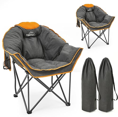 Silla de campamento acolchada de gran tamaño para adultos, silla de césped acolchada portátil, capacidad de peso de 400 libras, silla plegable de
