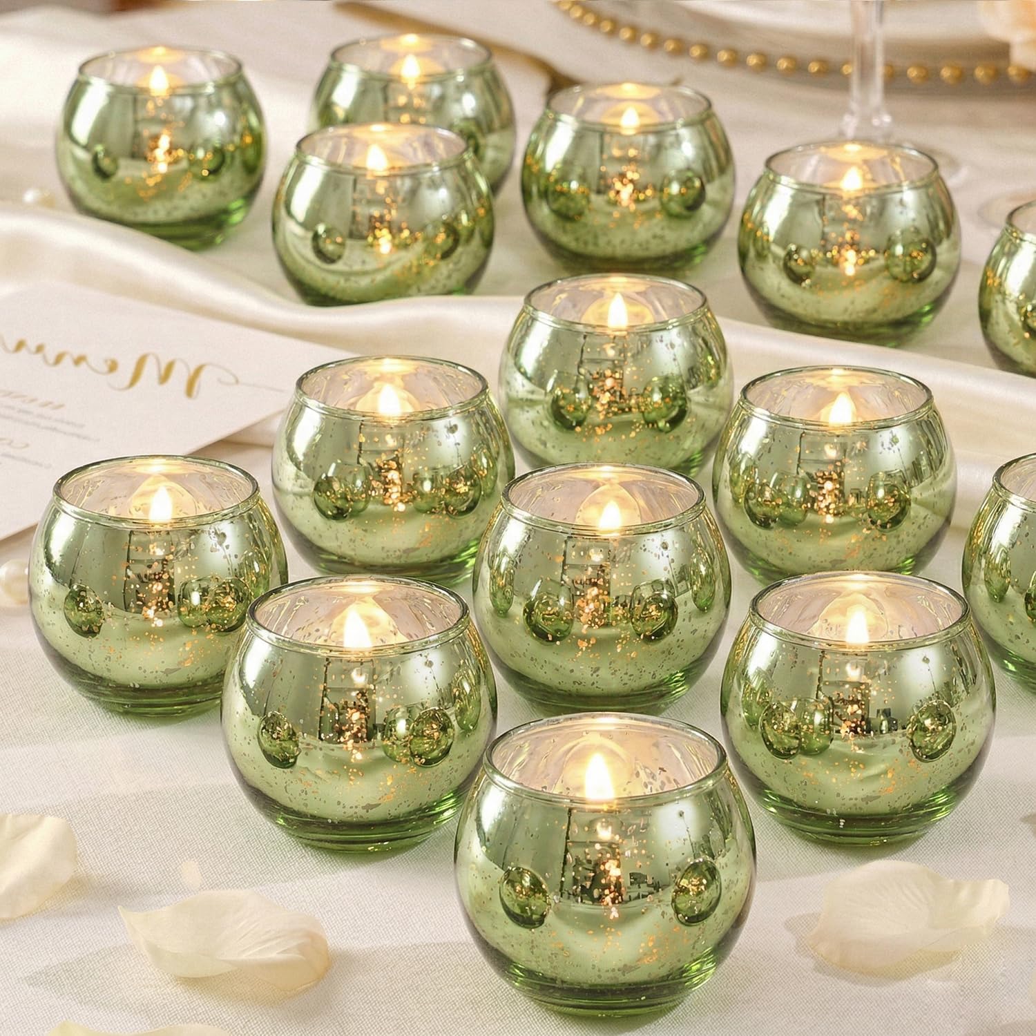 Portacandele Votivi In Vetro Color Ambra - 24 Pezzi, Design A Strisce, Per Matrimoni, Centrotavola Autunnali, Decorazioni Festive