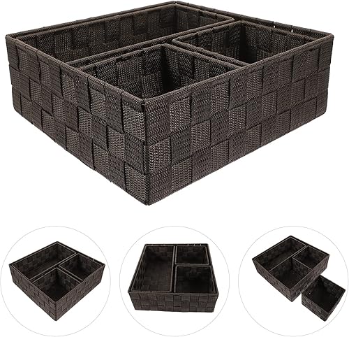 Miniatura 5 de LIFKOME Caja de almacenamiento de escritorio resistente, 4 cubos, cubos de acabado, cestas de almacenamiento, organizadores de automóvil,