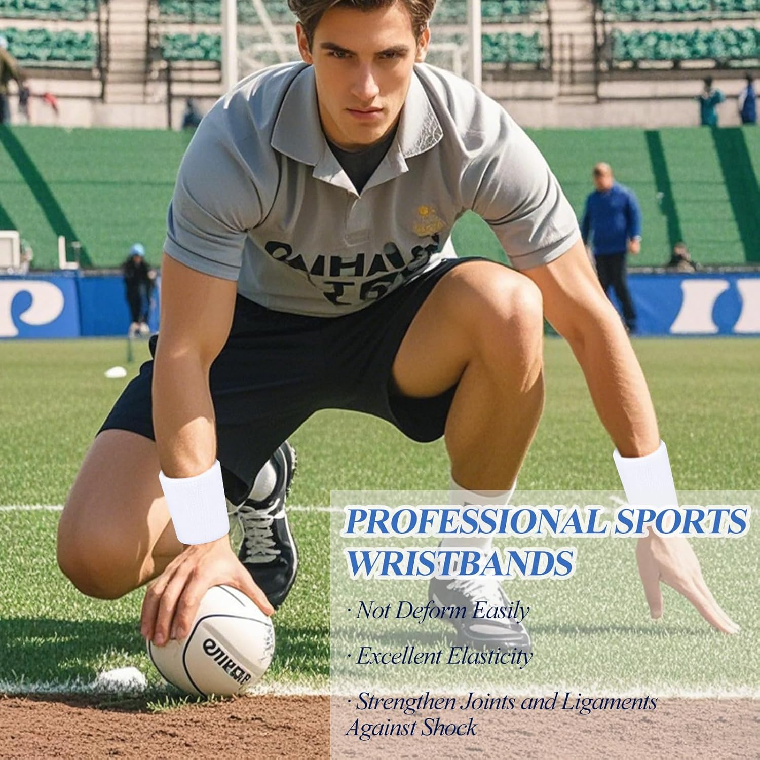 6 Pack Sweatbands Sports Wristband for Men & Women, Breathable Wrist Band Absorbent Sweat Band for Tennis, Basketball, Running, Gym, Working Out - Image 4