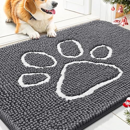 Smiry Felpudo para barro de patas del perro, absorbente, atrapa suciedad, antideslizante, rápido secado, lavable, de felpilla, para entrada,