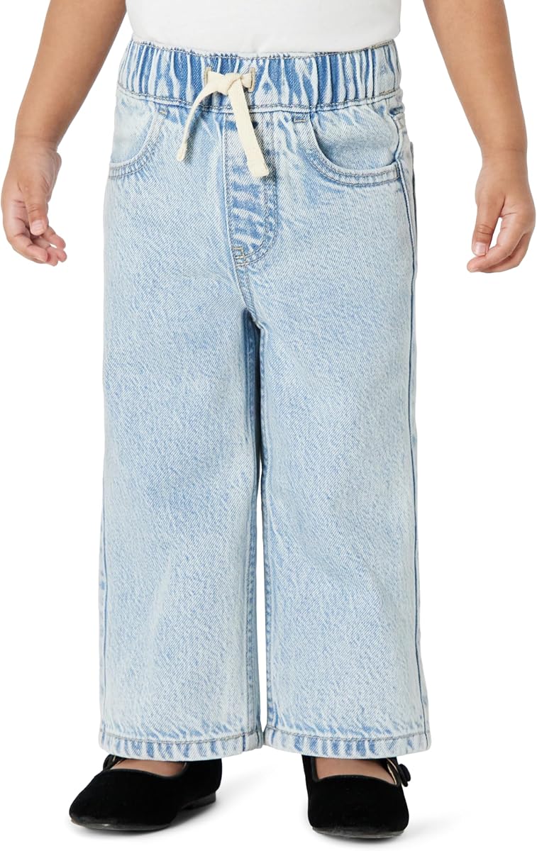 Baby Girls' Soft Stretch Relaxed-Fit Wide Leg Jeans