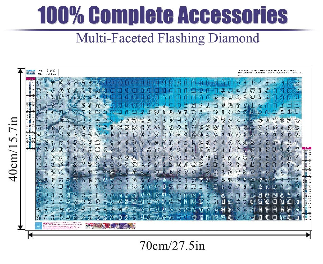 BOHADIY Large 5D Diamond Painting Kit - Mountain Moon Full Drill Round Gem Art, 27.5 X 15.7 Inch DIY Home Decor - View #2