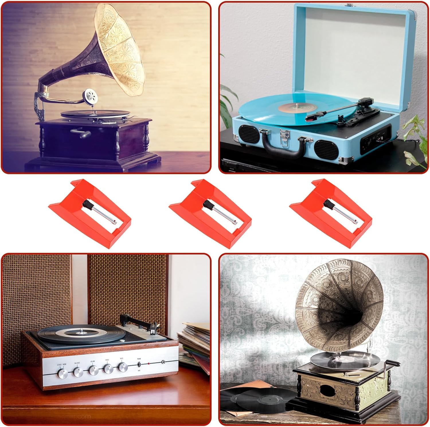 Aiguille Tourne Disque,3 Pièces Universelles Remplacement Aiguille pour Platine Vinyle,Saphir Platine Vinyle Durable Diamant Platine Vinyle Pour Tourne Disque En Vinyle LP,Phonographe