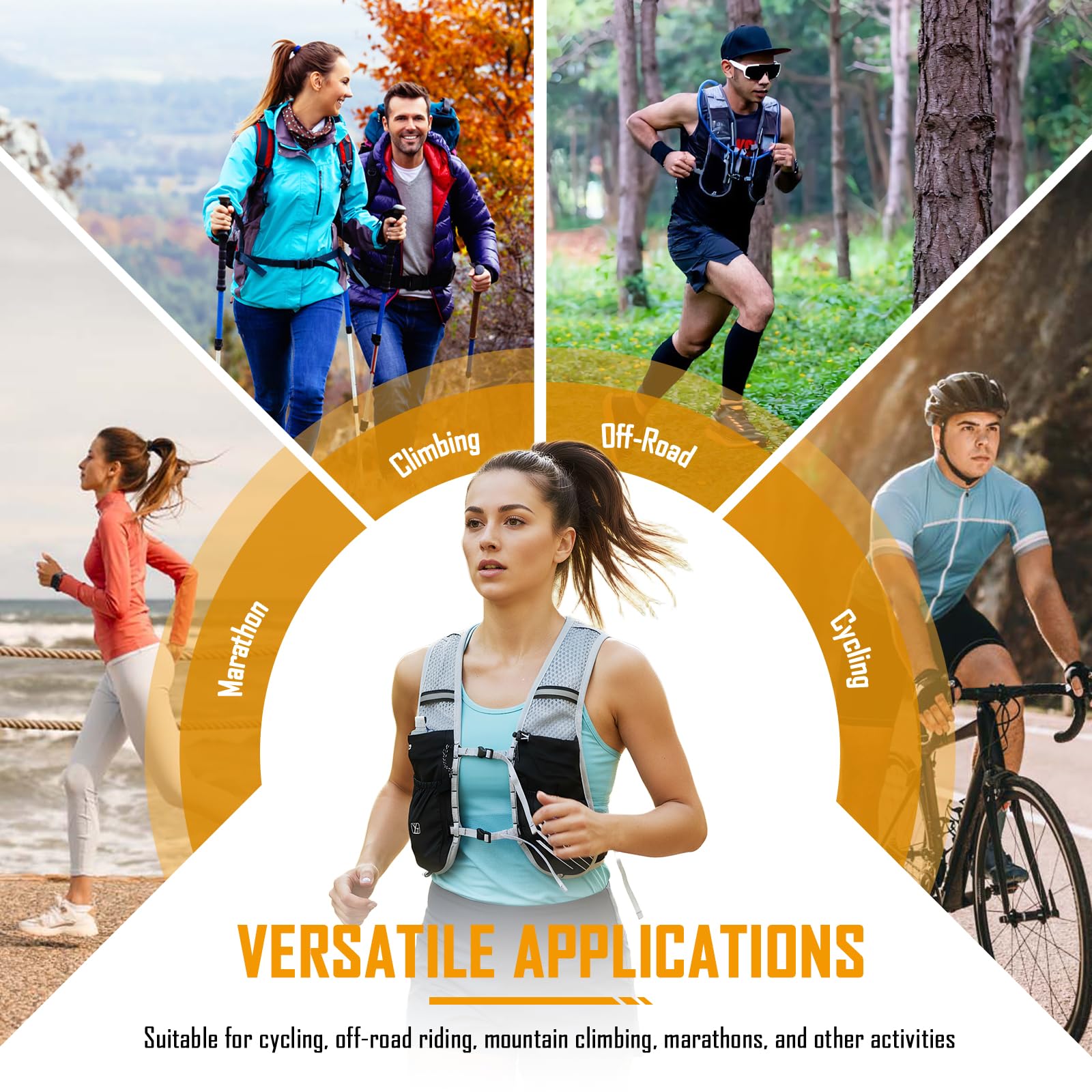 Zaino Trail Running, Gilet da Corsa per Donne e Uomini con Sacca d'Acqua da 2L, Cinghie Pettorali Regolabili, Zaino Idratazione per Escursionismo/Sentieri/Corsa/Maratone/Ciclismo