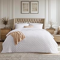 Bedsure Queen Quilt Set - Ultra Soft White Bedspread, Lightweight All-Season Coverlet with Clover Pattern, 90x96 Inches