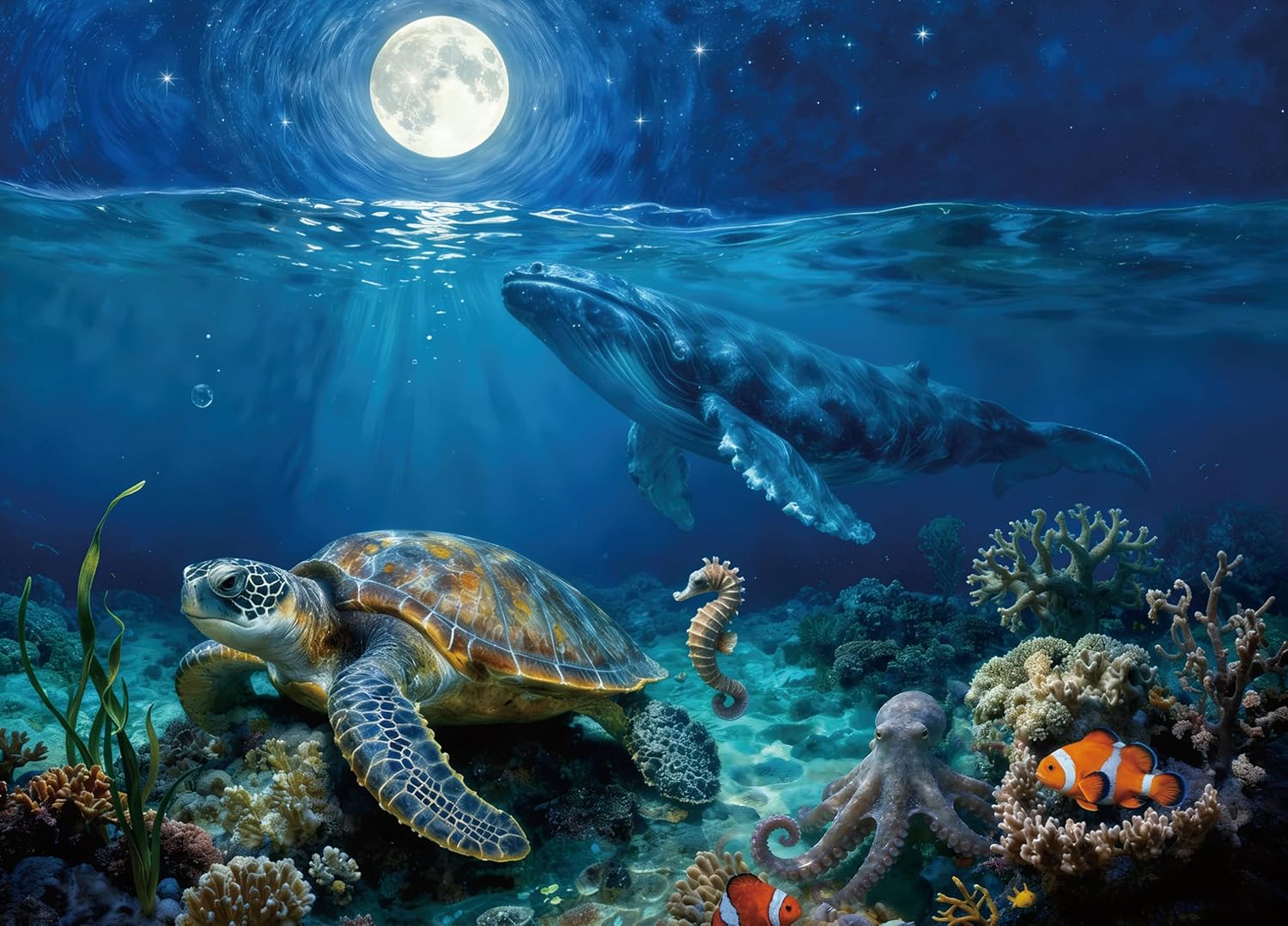Puzzle for Adults 1000 Pieces,Nocturne Lullaby Dreams Under The Sea JigsawPuzzle, Challening Impossible Difficult Hard Fun 1000 Pieces Jigsaw Puzzles for Adults
