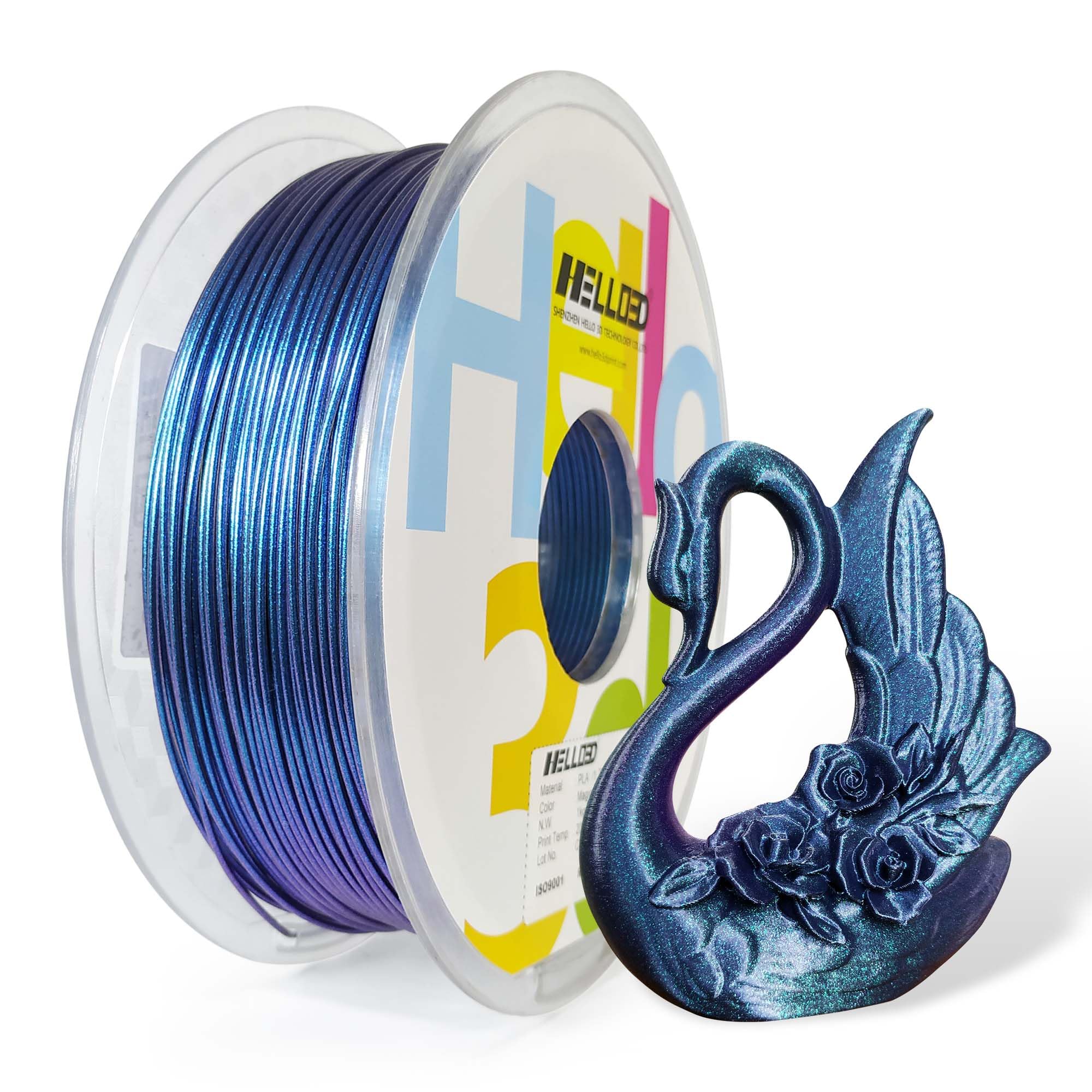 HELLO3D PLA 3D Printer Filament,Sparkly Glitter Shiny PLA Filament Color Change Blue by Light,Magic PLA Galaxy 3D Printing Filament 1KG Spool (2.2lbs)
