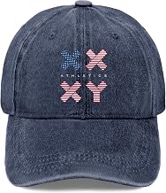 XX XY Athletic Gender Fitness Genetic Hats for Womens Vintage Washed Distressed Navy Blue