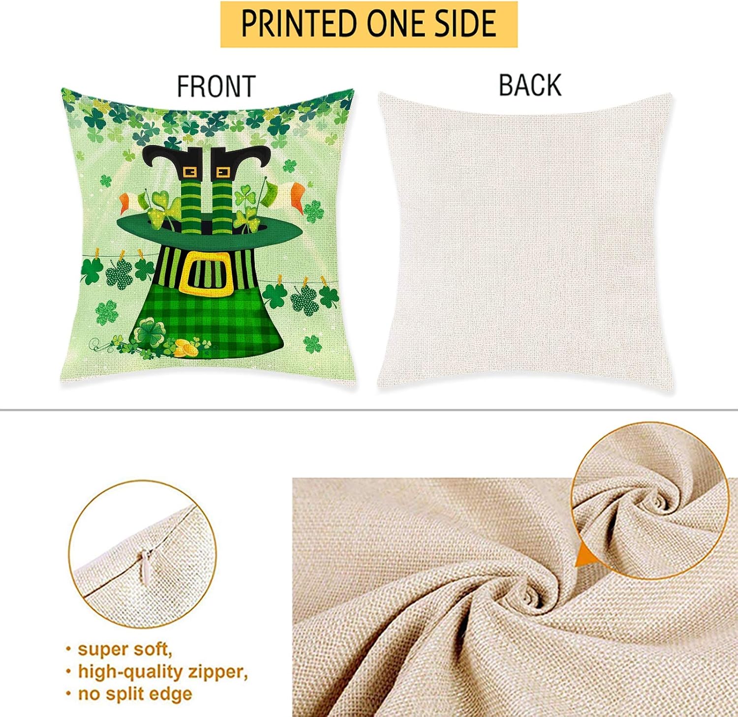 Bonsai Tree St Patricks Day Pillow Covers 18x18, Happy St Patrick's Day Couch Throw Pillow Covers, Leprechaun Irish Green Truck Shamrocks Hat Gifts Linen Pillow Cases Home Decor for Sofa Set of 4