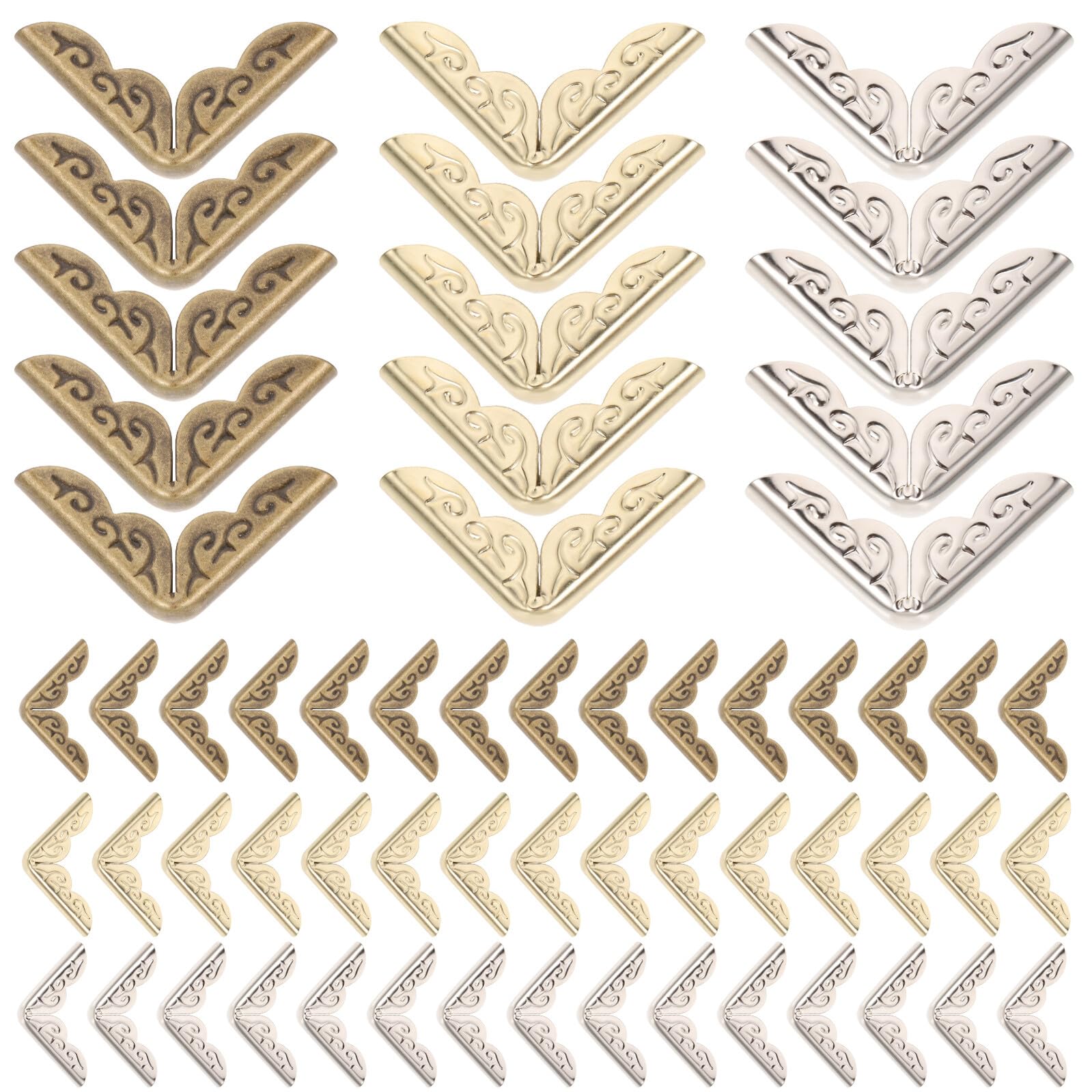 ABOOFAN Book Corner Protectors, Vintage Metal Edge Covers 60 Pack